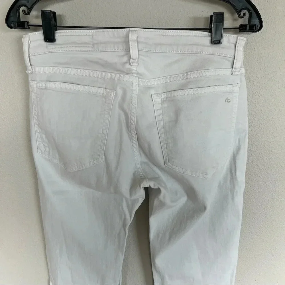 Rag & Bone Dre Low Rise Ankle Slim Boyfriend Jeans White W/ Holes Denim Women 26